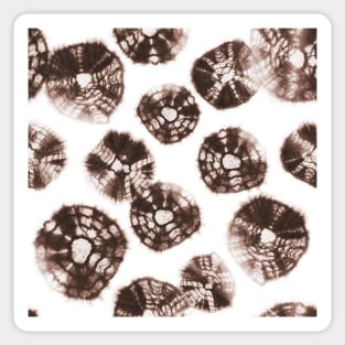 Shibori Kumo tie dye brown mocha dots over white Sticker